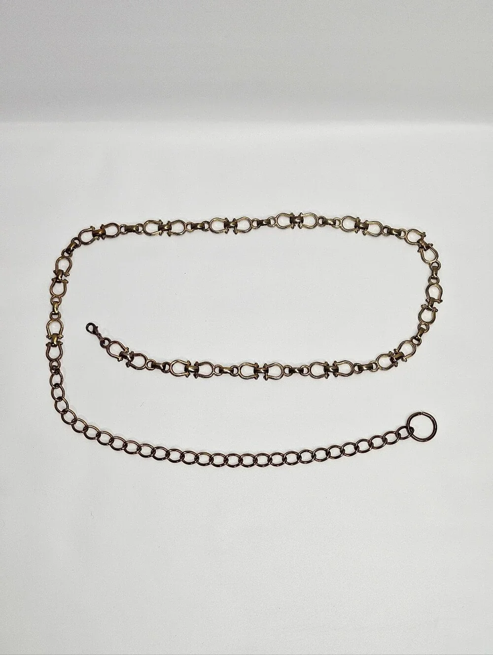Chain Belt S/M Vintage Antique Copper Gold Gancini Horsebit Equestrian Necklace